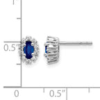 10k White Gold Diamond and Sapphire Oval Halo Earrings