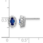 14k White Gold 1/5 carat Lab Grown Diamond VS/SI+ G+ and Oval Created Sapphire Halo Post Earrings