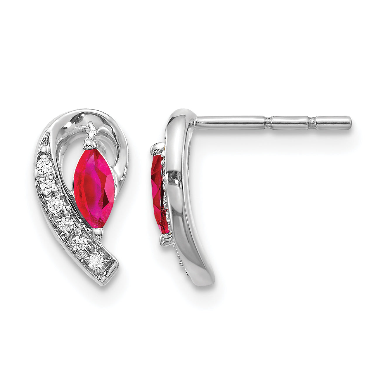 10k White Gold Diamond and Ruby Earrings Main image
