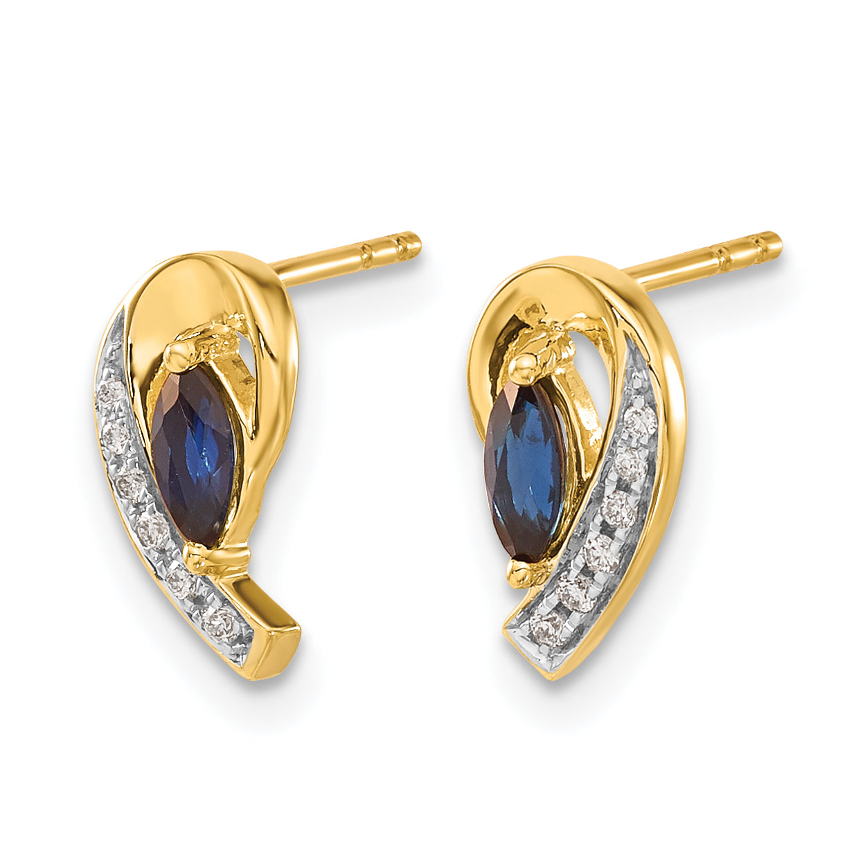 10k Yellow Gold Diamond and Sapphire Earrings Secondary image