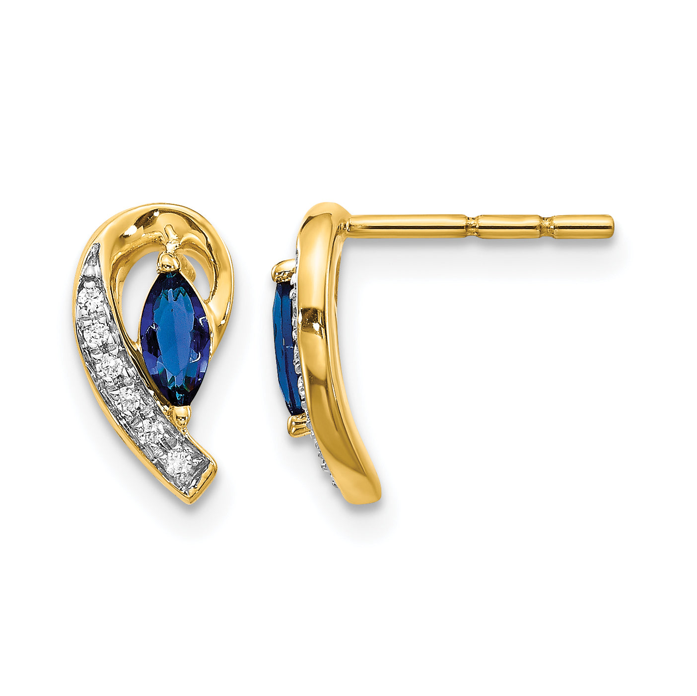 10k Yellow Gold Diamond and Sapphire Earrings Main image
