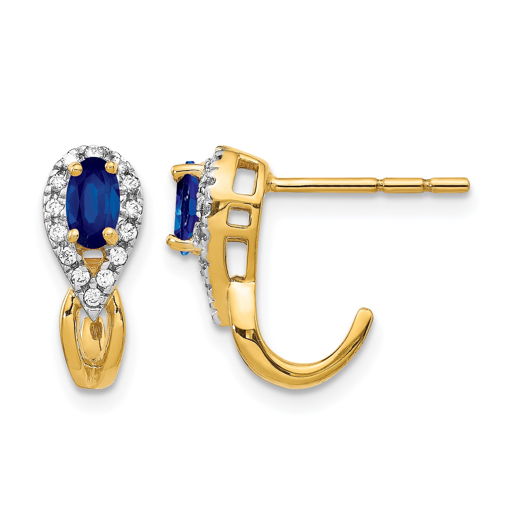 10k Yellow Gold Diamond and Sapphire Earrings Main image