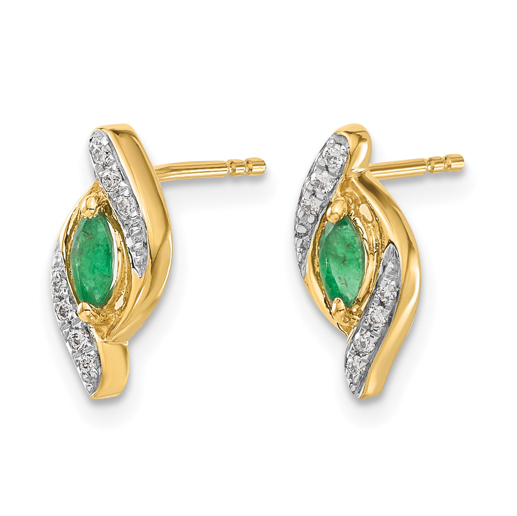 10k 1/15Ct Diamond and Emerald Earrings
