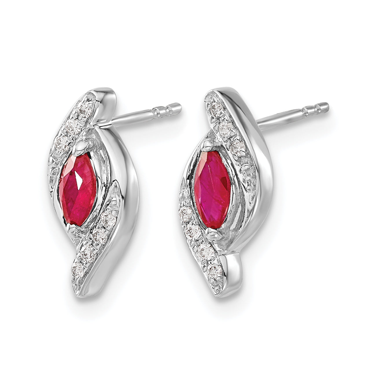 10k White Gold Diamond and Ruby Earrings Secondary image
