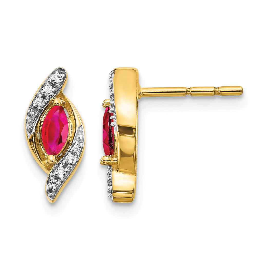 10k Diamond and Ruby Earrings