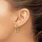 10k 1/3 carat Lab Grown Diamond VS/SI+ G+ and Created Emerald Complete Dangle Post Earrings