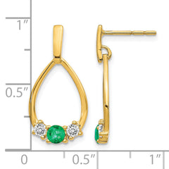 10k 1/3 carat Lab Grown Diamond VS/SI+ G+ and Created Emerald Complete Dangle Post Earrings