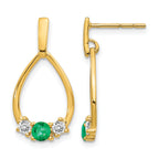10k 1/3 carat Lab Grown Diamond VS/SI+ G+ and Created Emerald Complete Dangle Post Earrings
