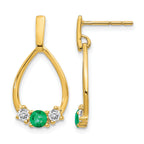 14k 1/3 carat Lab Grown Diamond VS/SI+ G+ and Created Emerald Complete Dangle Post Earrings