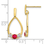 10k Ruby and White Sapphire Post Dangle Earrings