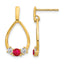 14k 1/4 carat Lab Grown Diamond VS/SI+ G+ and Created Ruby Complete Dangle Teardrop Post Earrings