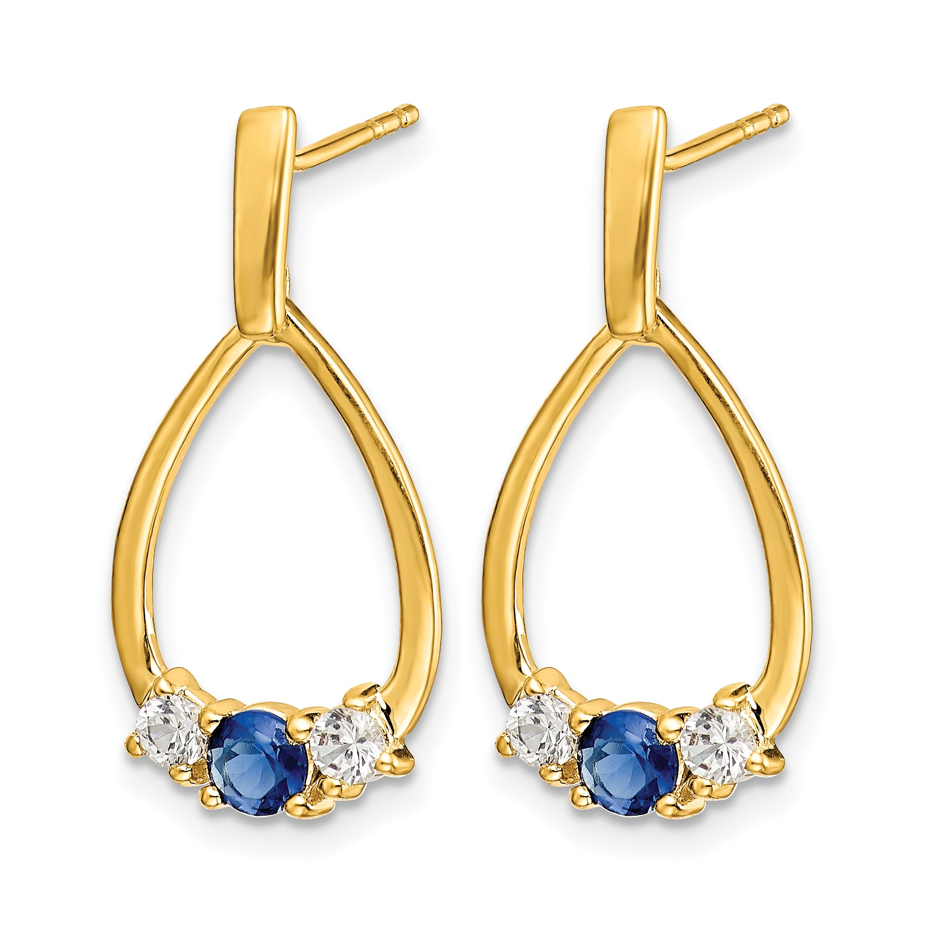 14k 1/3 carat Lab Grown Diamond VS/SI+ G+ and Created Sapphire Complete Dangle Teardrop Earrings Secondary image