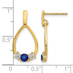 14k 1/3 carat Lab Grown Diamond VS/SI+ G+ and Created Sapphire Complete Dangle Teardrop Earrings