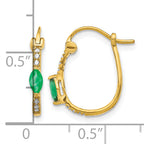 10k 1/20ct Diamond and Emerald Hinged Hoop Earrings
