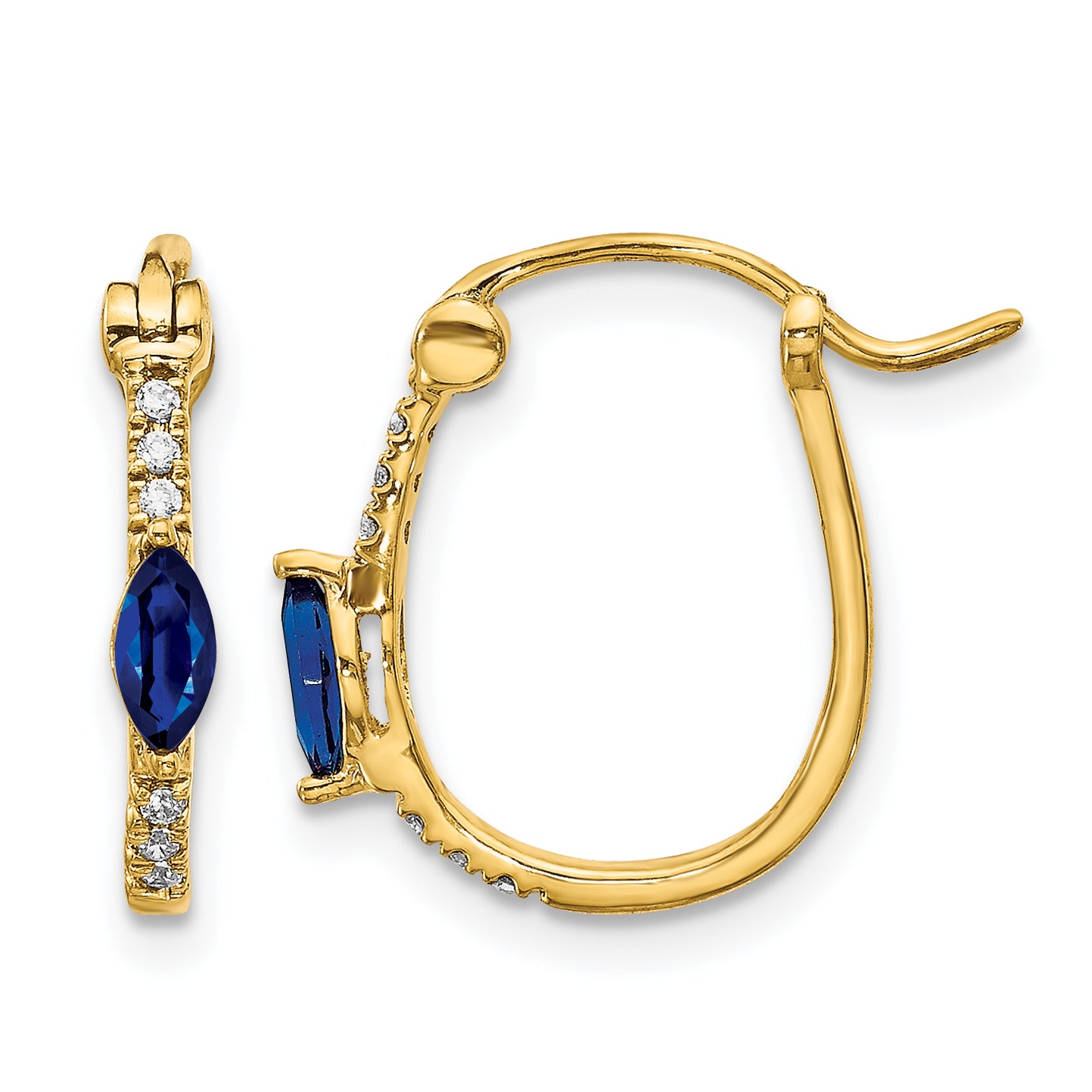 10k 1/20ct Diamond and Sapphire Hinged Hoop Earrings Main image