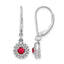 14k White Gold 1/5 carat Lab Grown Diamond VS/SI+ G+ and Created Ruby Complete Drop Leverback Earrings