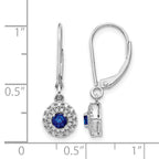 14k White Gold 1/5 carat Lab Grown Diamond VS/SI+ G+ and Created Sapphire Complete Drop Leverback Earrings