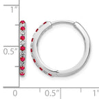14k White Gold 1/5 carat Lab Grown Diamond VS/SI+ G+ and Created Ruby Complete Hinged Hoop Earrings