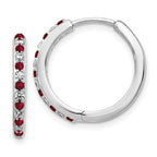 Lab-Grown Diamond & Created Ruby Hoop Earrings in 14K White Gold (1/5 ct. tw.) - Sophia Jewelers