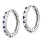 14k White Gold 1/5 carat Lab Grown Diamond VS/SI+ G+ and Created Sapphire Complete Hinged Hoop Earrings