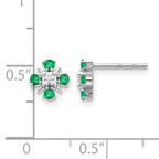 14k White Gold .01 carat Lab Grown Diamond VS/SI+ G+ and Created Emerald Complete Fashion Post Earrings
