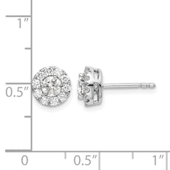 14k White Gold 3/4 carat Lab Grown Diamond VS/SI+ G+ Round Halo Post Earrings