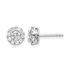 14k White Gold 3/4 carat Lab Grown Diamond VS/SI+ G+ Round Halo Post Earrings