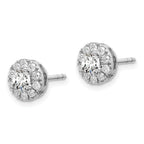 14k White Gold 1 carat Lab Grown Diamond VS/SI+ G+ Round Halo Post Earrings