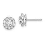 14k White Gold 1 carat Lab Grown Diamond VS/SI+ G+ Round Halo Post Earrings