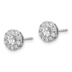 14K White Gold 1 Carat Lab-Grown Diamond VS/SI+ G+ Round Halo Post Earrings