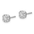 14K White Gold 1/3 Carat Lab-Grown Diamond VS/SI+ G+ Complete Cushion Halo Post Earrings