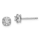 14K White Gold 1/3 Carat Lab-Grown Diamond VS/SI+ G+ Complete Cushion Halo Post Earrings