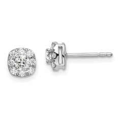 14k White Gold 1/2 carat Lab Grown Diamond VS/SI+ G+ Complete Cushion Halo Post Earrings