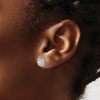 14k White Gold 1 carat Lab Grown Diamond VS/SI+ G+ Complete Cushion Halo Post Earrings