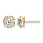14k 1 carat Lab Grown Diamond VS/SI+ G+ Complete Cushion Halo Post Earrings