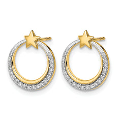 14k Polished Moon and Stars Diamond Post Earrings