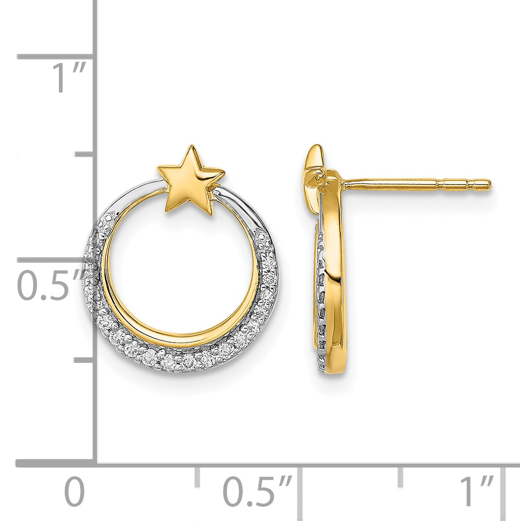 14k Polished Moon and Stars Diamond Post Earrings