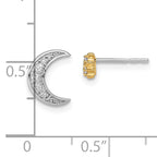 14k Two-tone Moon and 3-Stars Diamond Mis-match Post Earrings