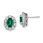 14k White Gold 1 1/5 carat Lab Grown Diamond VS/SI+ G+ and Oval Created Emerald Complete Halo Post Earrings