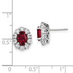 Oval Lab-Grown Diamond & Created Ruby Halo Stud Earrings in 14K White Gold (1 1/5 ct. tw.) - Sophia Jewelers