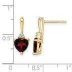10k Garnet and Diamond Heart Earrings