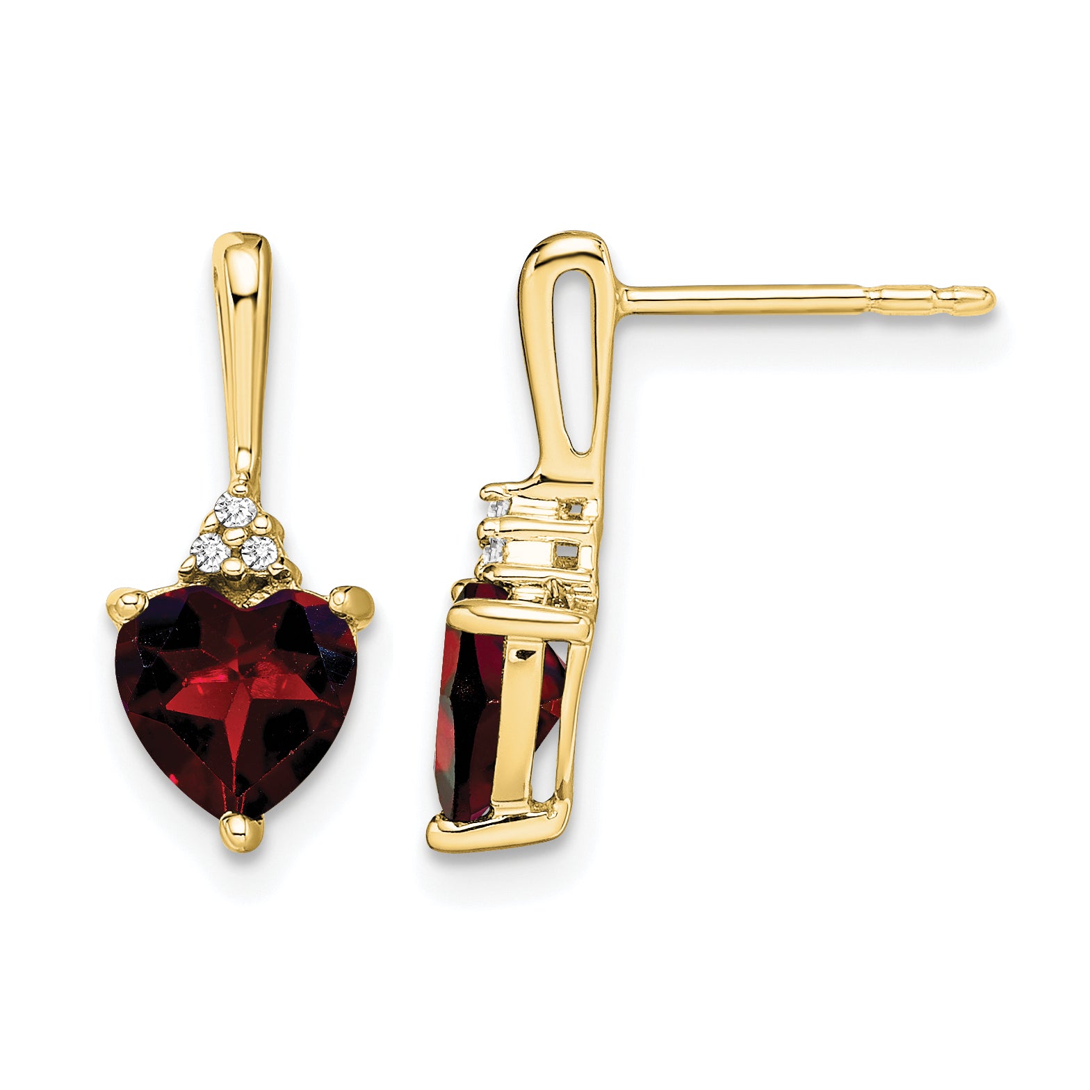 10k Garnet and Diamond Heart Earrings Main image