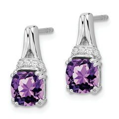 10k White Gold Amethyst and Diamond Earrings