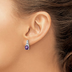 10k White Gold Amethyst and Diamond Earrings