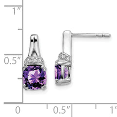 10k White Gold Amethyst and Diamond Earrings