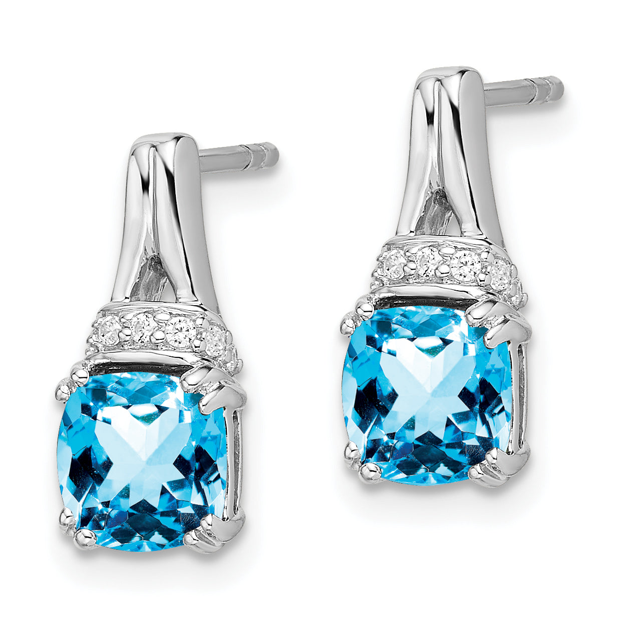 10k White Gold Blue Topaz and Diamond Earrings Secondary image