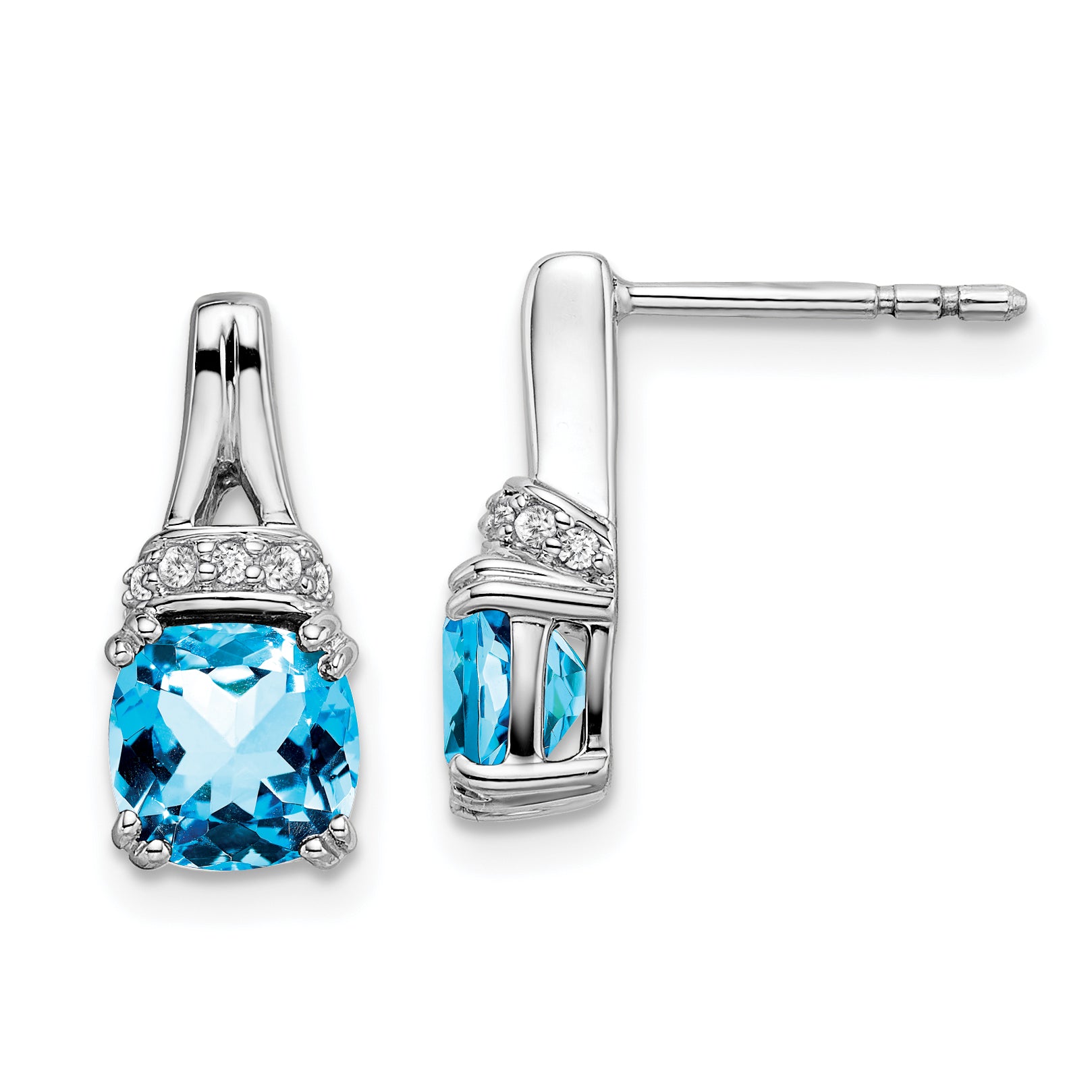 10k White Gold Blue Topaz and Diamond Earrings Main image