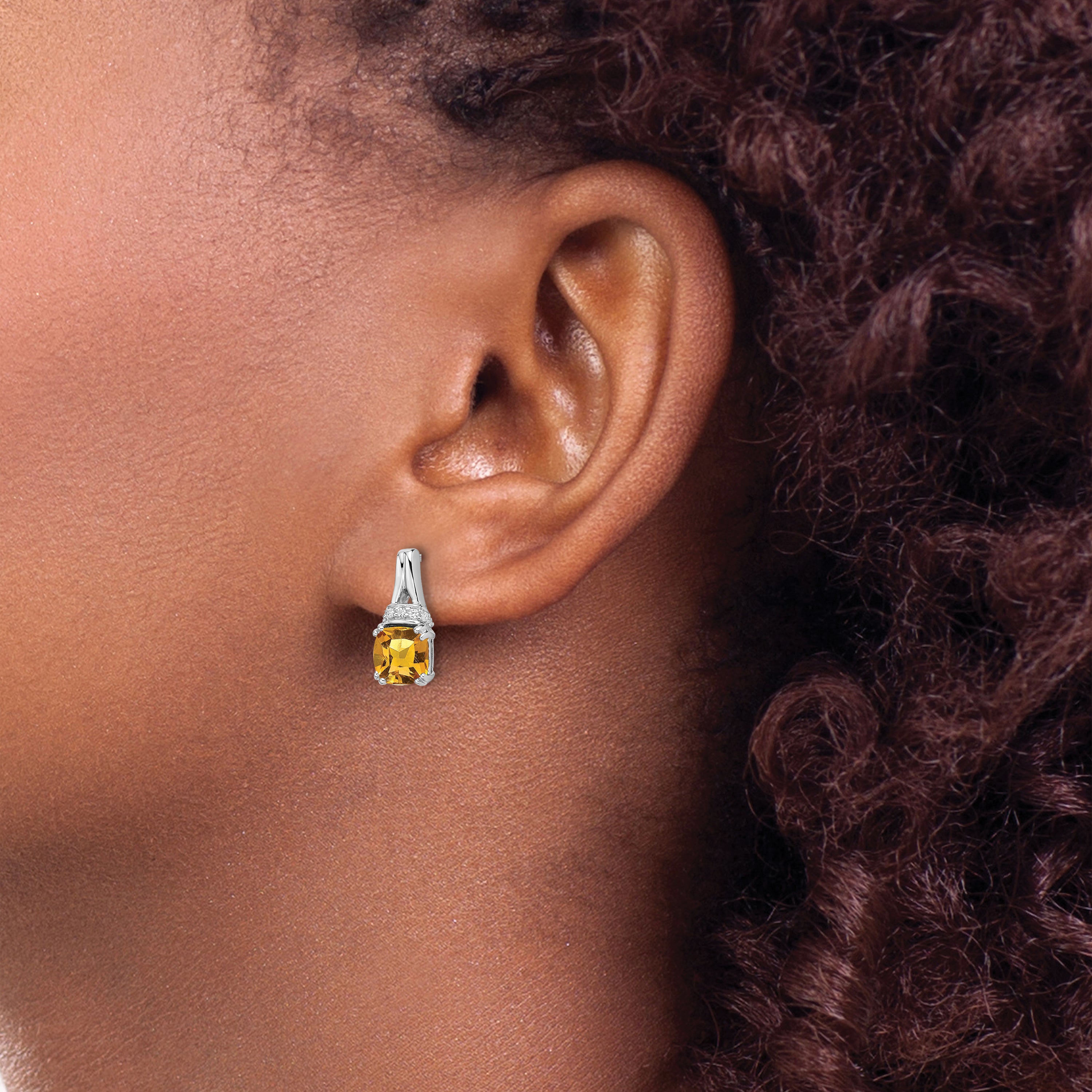 10k White Gold Citrine and Diamond Earrings