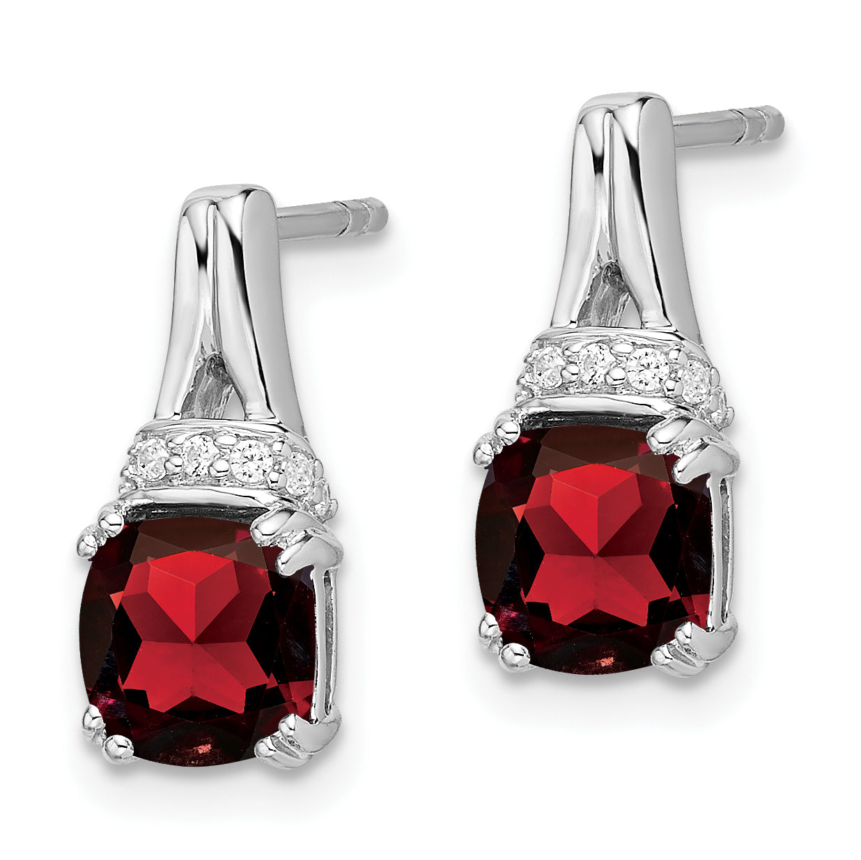 10k White Gold Garnet and Diamond Earrings Secondary image