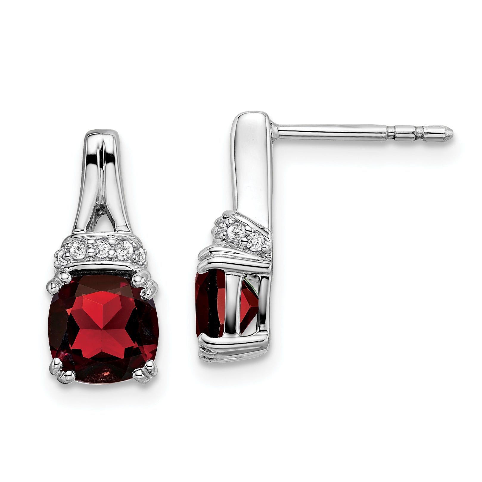 10k White Gold Garnet and Diamond Earrings Main image